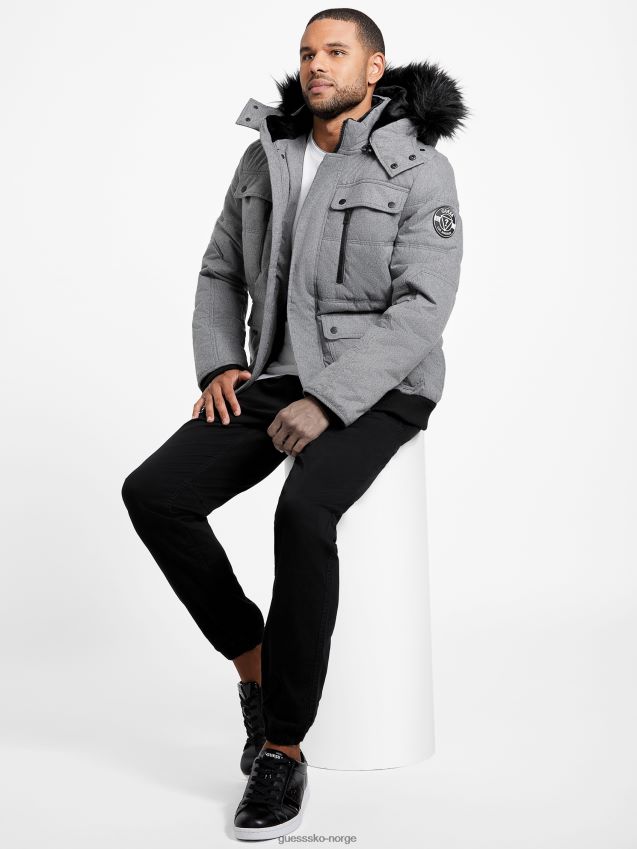 Guess lys melert grå øko pufferjakke lys melert grå menn F0LJ807907