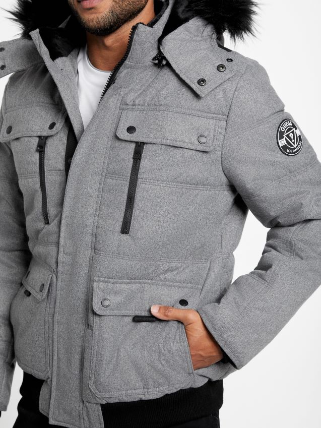 Guess lys melert grå øko pufferjakke lys melert grå menn F0LJ807907