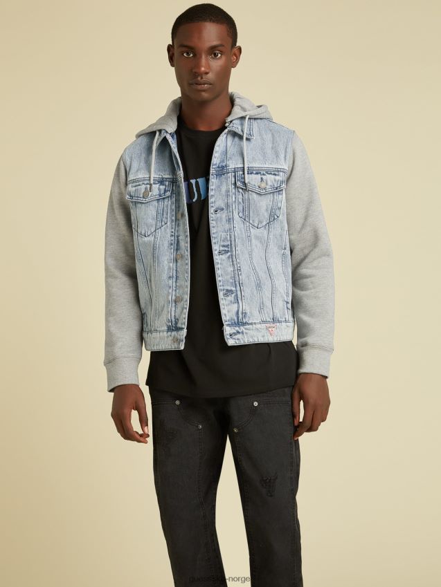 Guess lyseblå slank fleece-fôret denimjakke lyse blå menn F0LJ801155