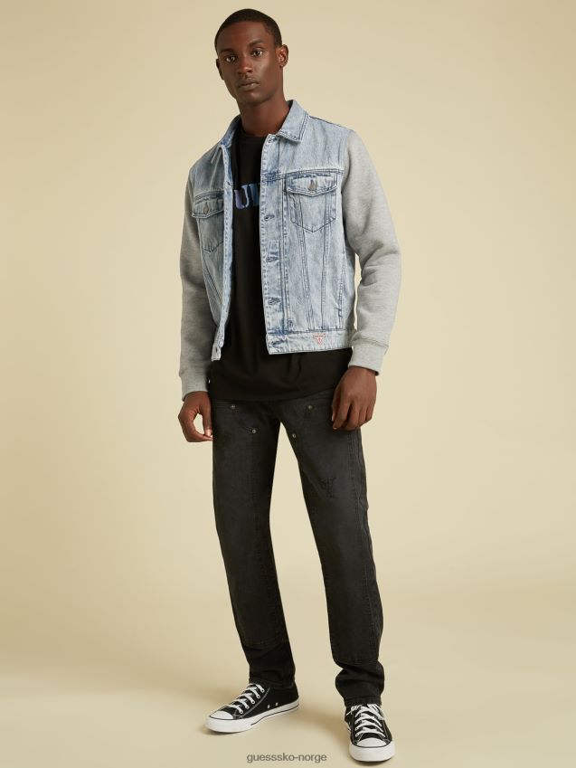 Guess lyseblå slank fleece-fôret denimjakke lyse blå menn F0LJ801155