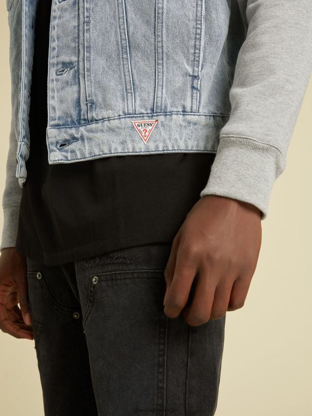 Guess lyseblå slank fleece-fôret denimjakke lyse blå menn F0LJ801155