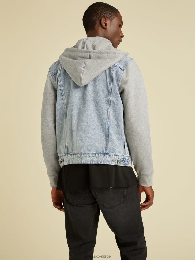 Guess lyseblå slank fleece-fôret denimjakke lyse blå menn F0LJ801155