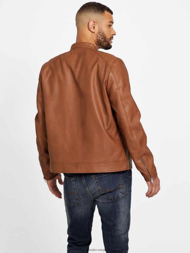 Guess mørk beige zacky moto imitert skinnjakke mørk beige menn F0LJ807890