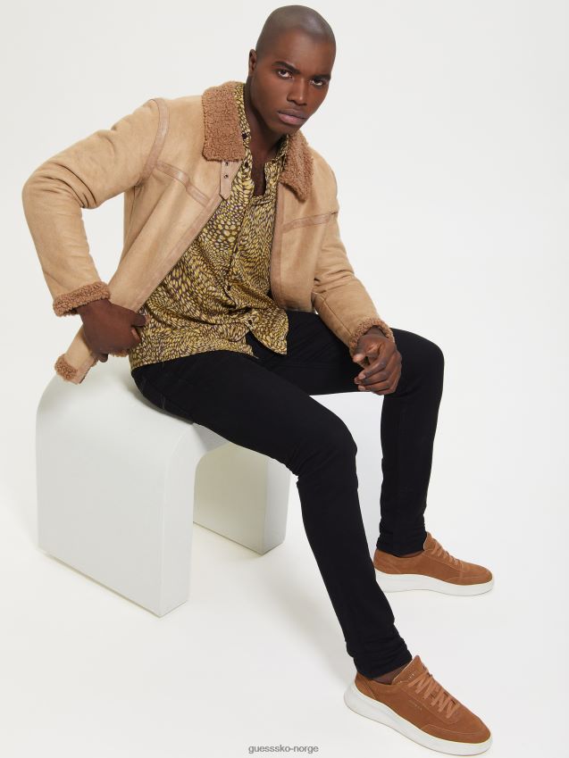 Guess macchiato øko faux-shearling jakke macchiato menn F0LJ8010559