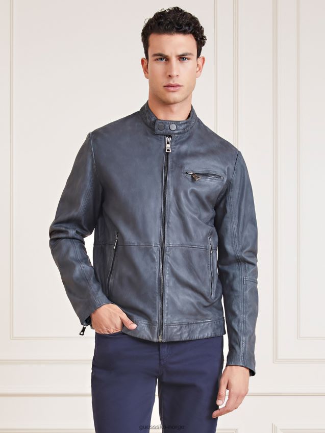 Guess marciano biker i ekte skinn svart svart menn F0LJ80427