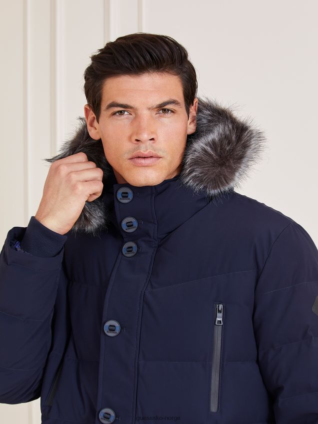 Guess marciano ekte dun vattert jakke blå blå menn F0LJ801511