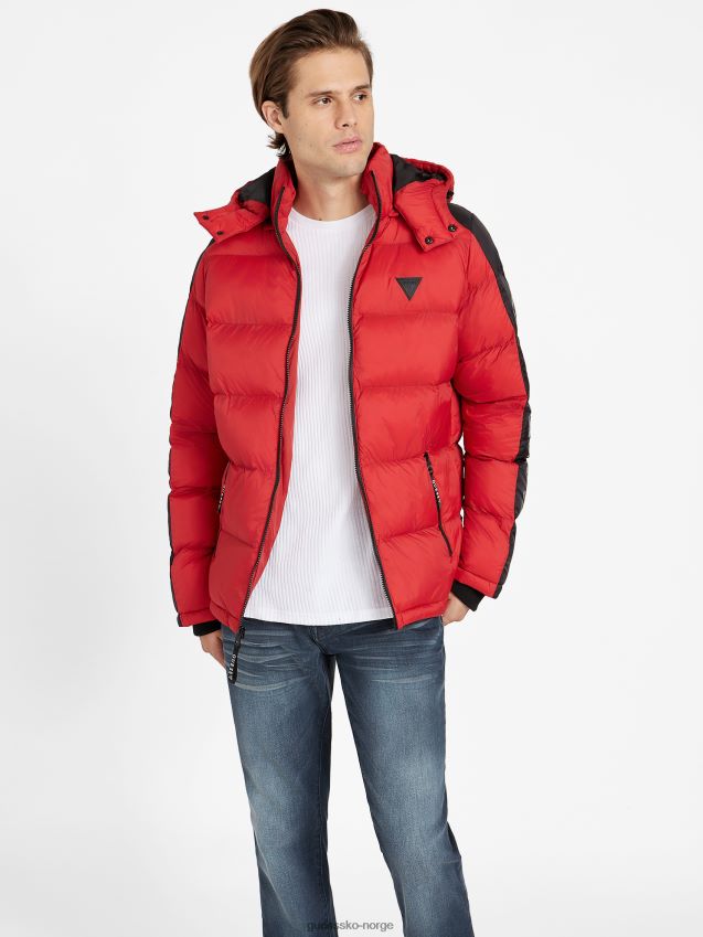 Guess martin color-block puffer hettegenser rugby rød multi rugby rød multi menn F0LJ807951