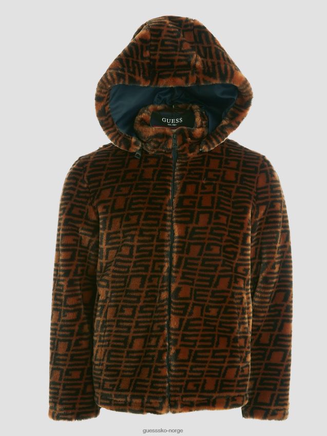 Guess mokka/brun logo jacquard hette logo fuskepelsjakke mokka/brun logo jacquard menn F0LJ8010657