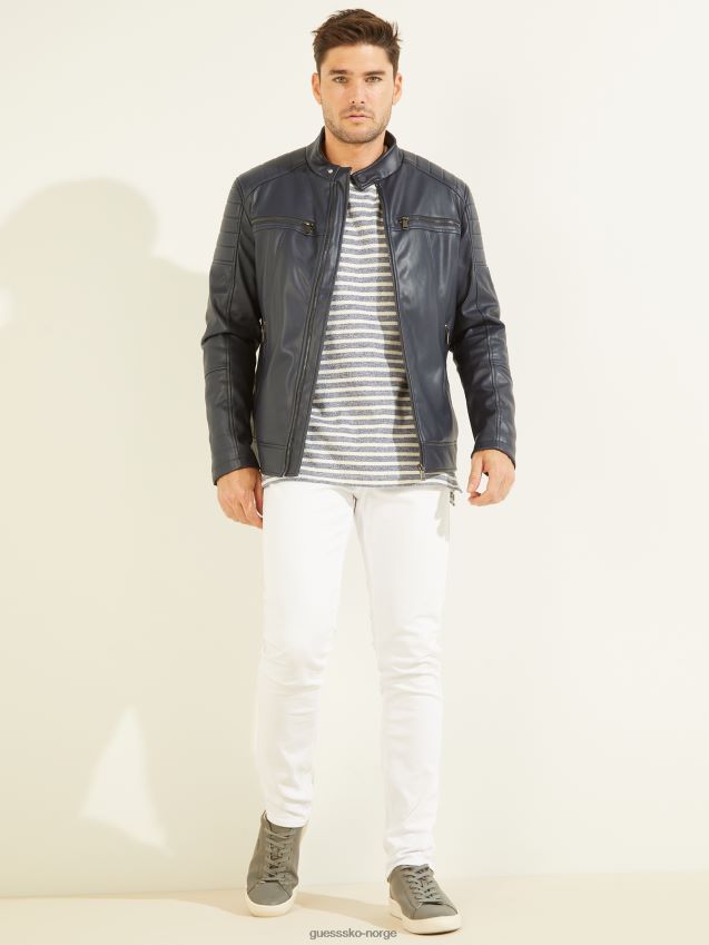 Guess motojakke i imitert skinn bleu lgant bleu lgant menn F0LJ8010778