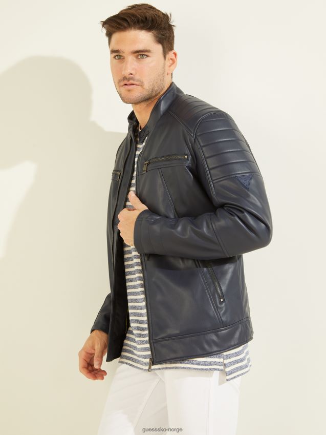 Guess motojakke i imitert skinn bleu lgant bleu lgant menn F0LJ8010778