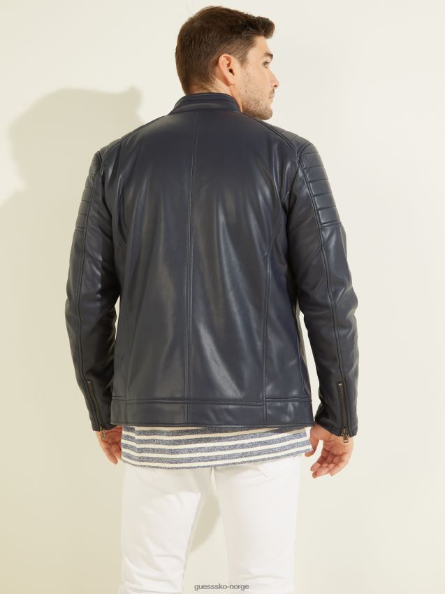 Guess motojakke i imitert skinn bleu lgant bleu lgant menn F0LJ8010778