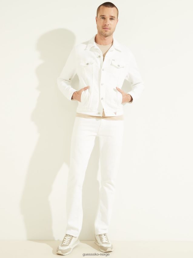 Guess normal passform denimjakke hvit hvit menn F0LJ80351