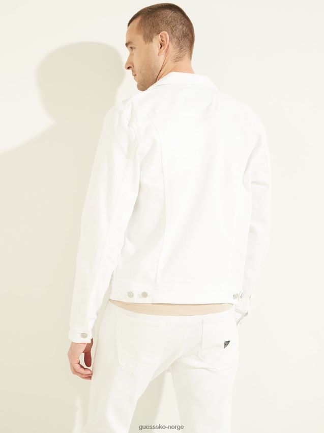 Guess normal passform denimjakke hvit hvit menn F0LJ80351