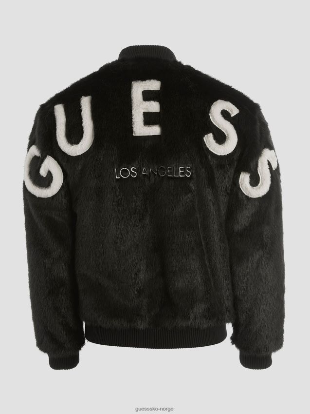 Guess oversize fuskepelsjakke jet black kulsvart menn F0LJ8010500