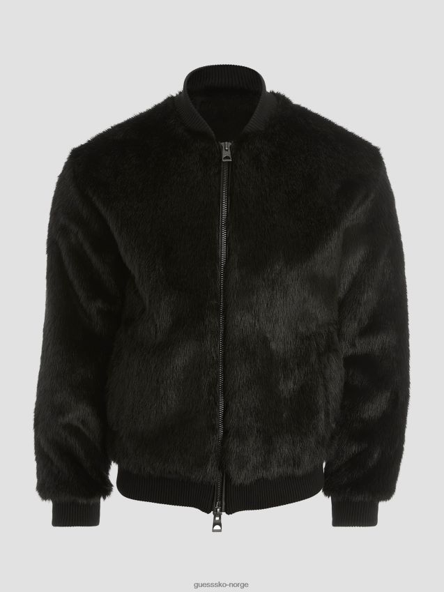 Guess oversize fuskepelsjakke jet black kulsvart menn F0LJ8010500