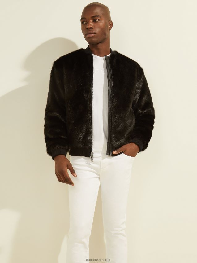 Guess oversize fuskepelsjakke jet black kulsvart menn F0LJ8010500