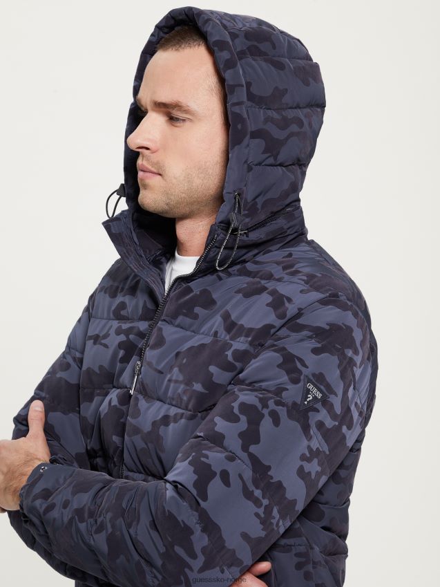 Guess paisley camouflage puffer jakke blå camou bandana blå camou-bandana menn F0LJ8010827