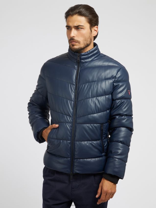 Guess puffer i kunstskinn blå multi blå multi menn F0LJ80245