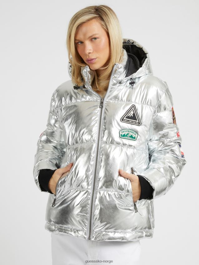 Guess puffer sølv i metall-look sølv menn F0LJ80605