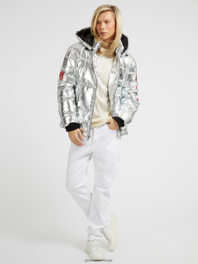 Guess puffer sølv i metall-look sølv menn F0LJ80605