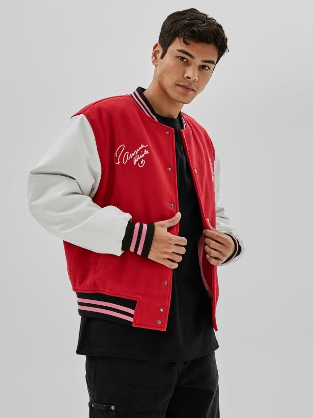 Guess rød bomberjakke med flere trykk bak rød multi menn F0LJ801093