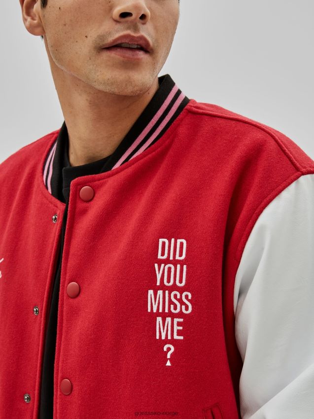 Guess rød bomberjakke med flere trykk bak rød multi menn F0LJ801093