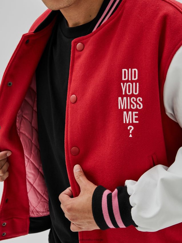 Guess rød bomberjakke med flere trykk bak rød multi menn F0LJ801093