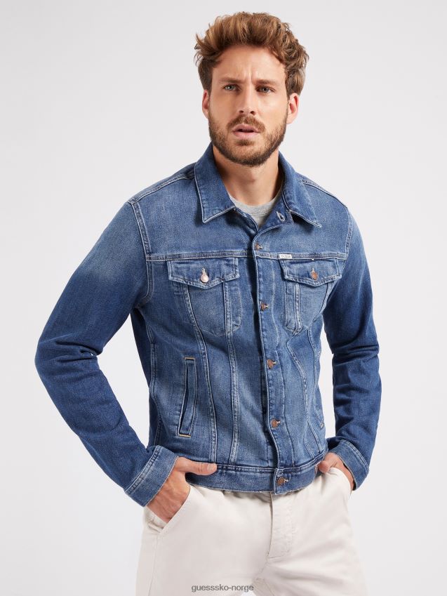 Guess regular fit denimjakke ny trend blå menn F0LJ80226