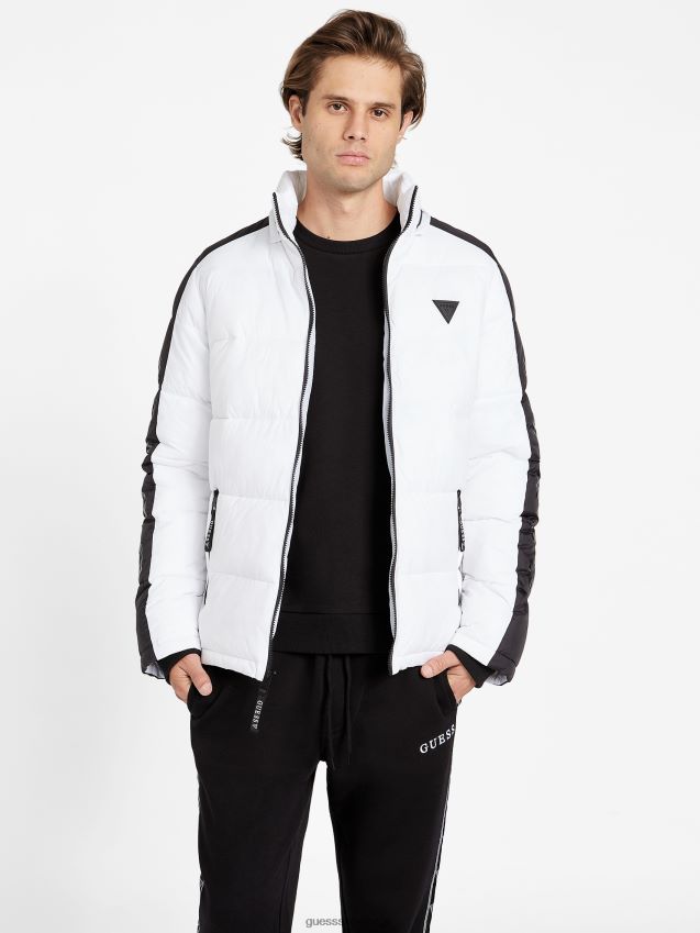Guess ren hvit multi martin fargeblokk puffer hettegenser ren hvit multi menn F0LJ807908