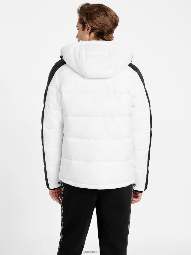 Guess ren hvit multi martin fargeblokk puffer hettegenser ren hvit multi menn F0LJ807908