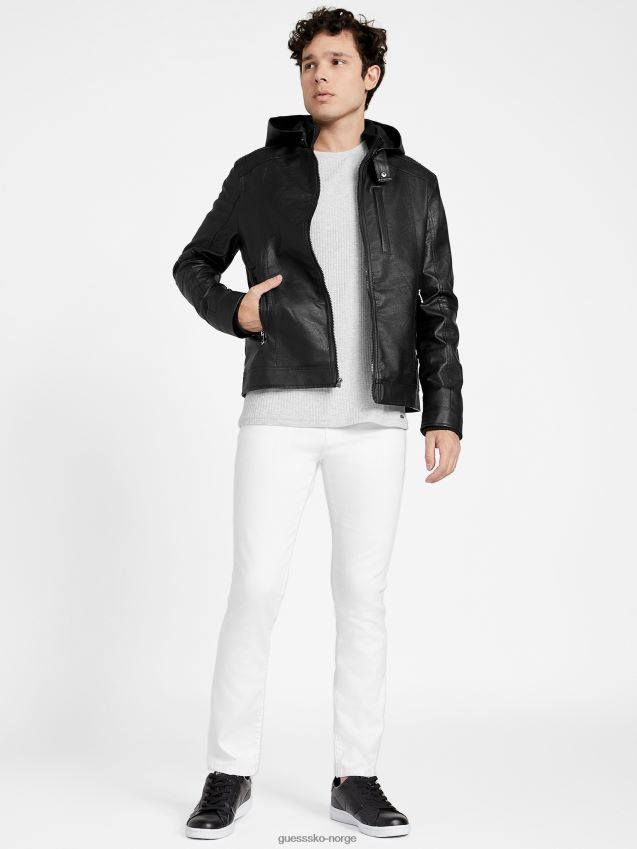 Guess roney imitert skinnjakke kulsort kulsvart menn F0LJ807903