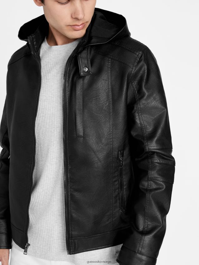 Guess roney imitert skinnjakke kulsort kulsvart menn F0LJ807903