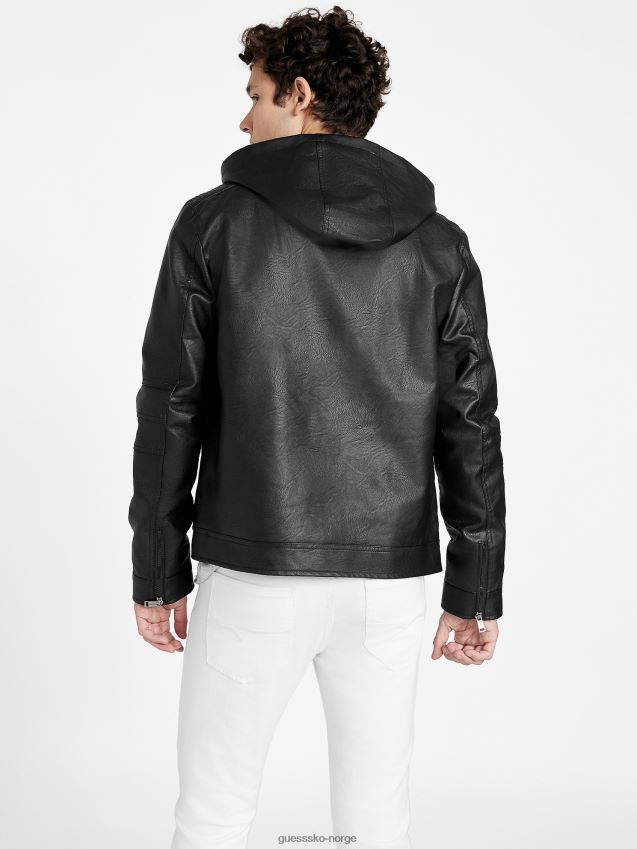 Guess roney imitert skinnjakke kulsort kulsvart menn F0LJ807903