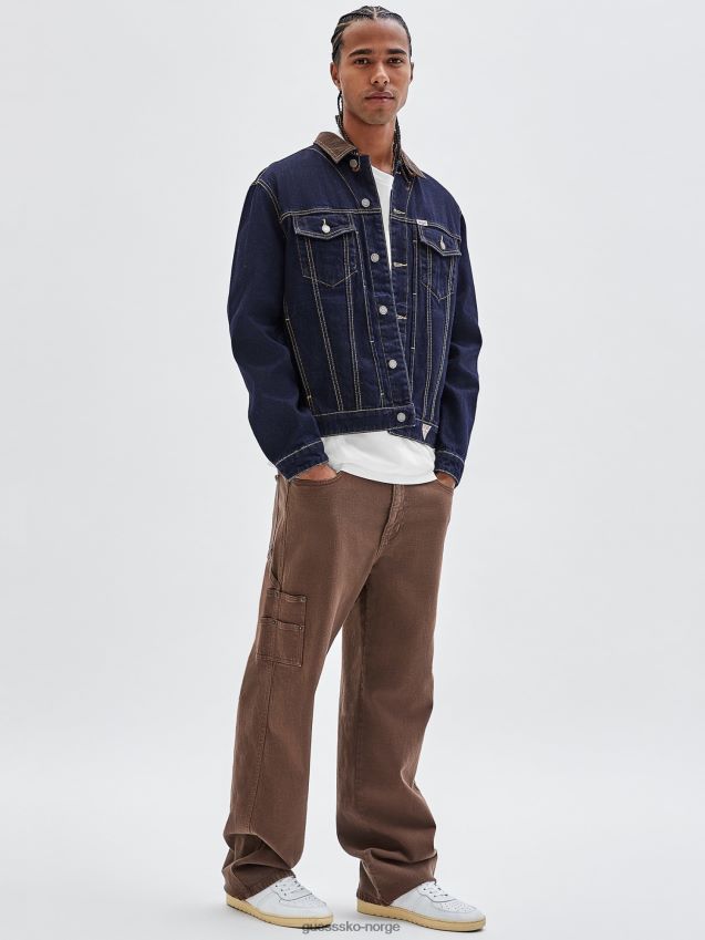 Guess rygglappet dongerijakke mørkeblå mørke blå menn F0LJ80818