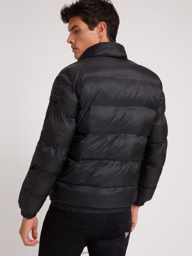 Guess svart polstret dunjakke med høy hals svart menn F0LJ80474