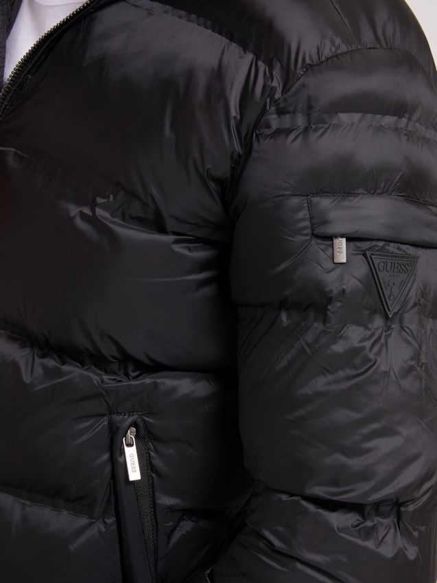 Guess svart polstret dunjakke med høy hals svart menn F0LJ80474