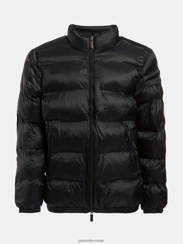 Guess svart polstret dunjakke med høy hals svart menn F0LJ80474