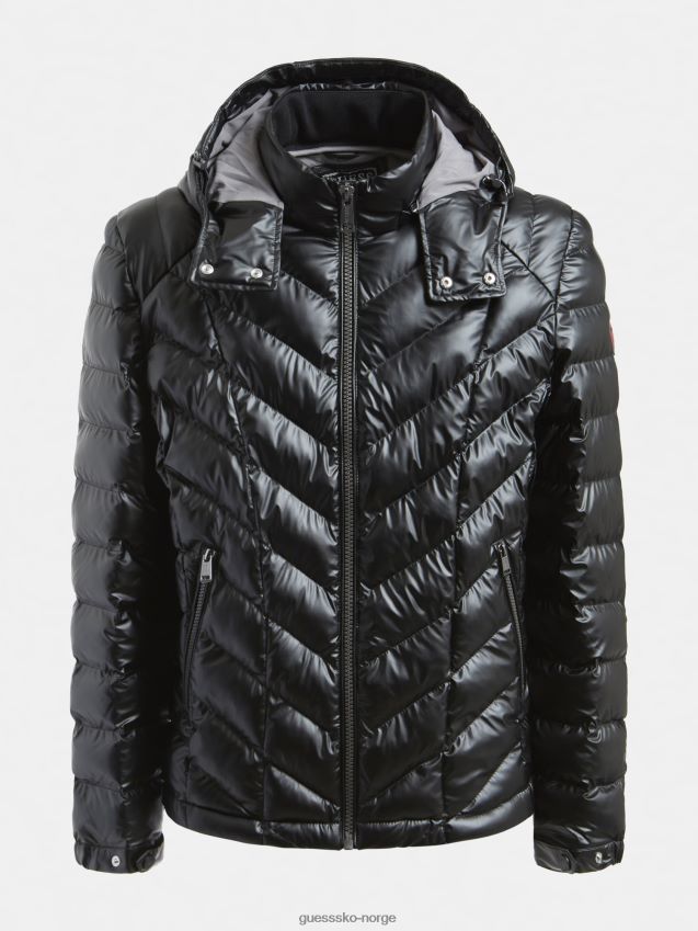 Guess svart vattert dunjakke med hette ny trend svart menn F0LJ801525