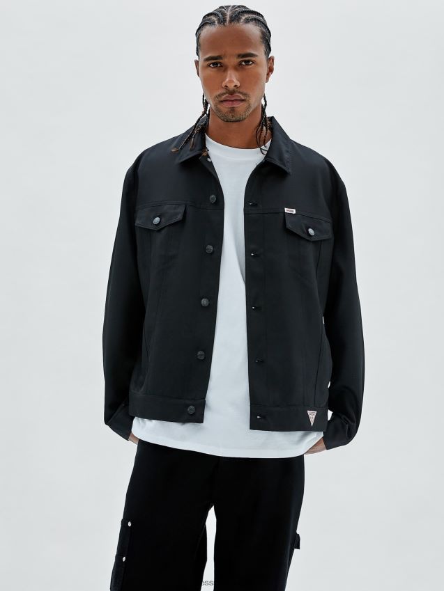 Guess svarte jakke foran med lommer svart menn F0LJ80450