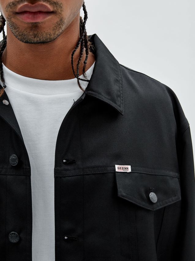 Guess svarte jakke foran med lommer svart menn F0LJ80450