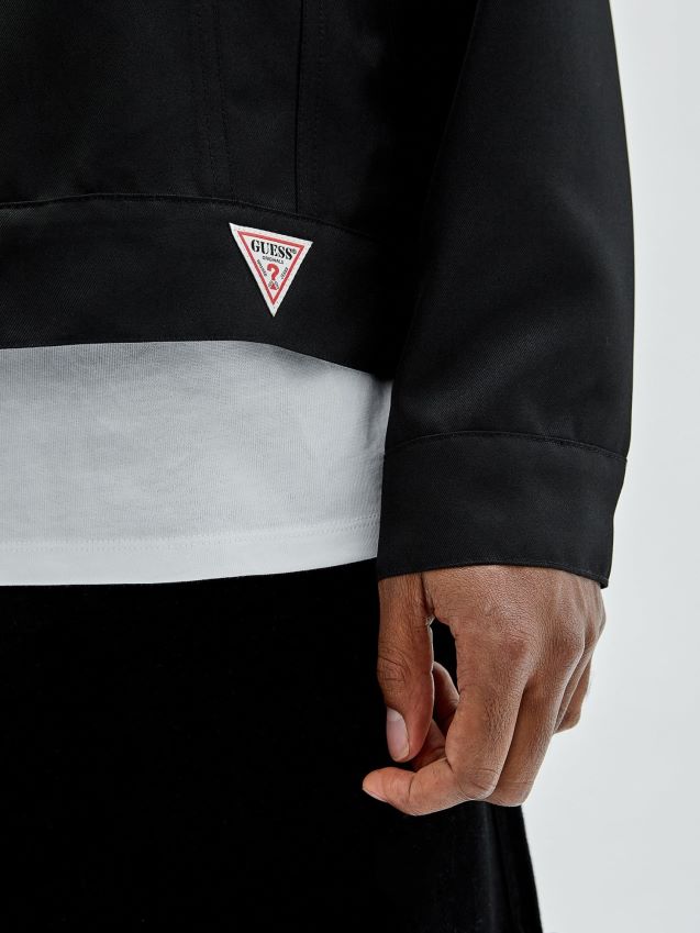 Guess svarte jakke foran med lommer svart menn F0LJ80450