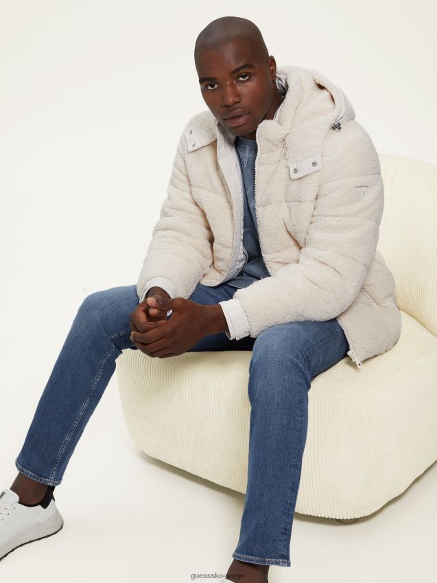 Guess teddy puffer jakke dempet stein dempet stein menn F0LJ8010660