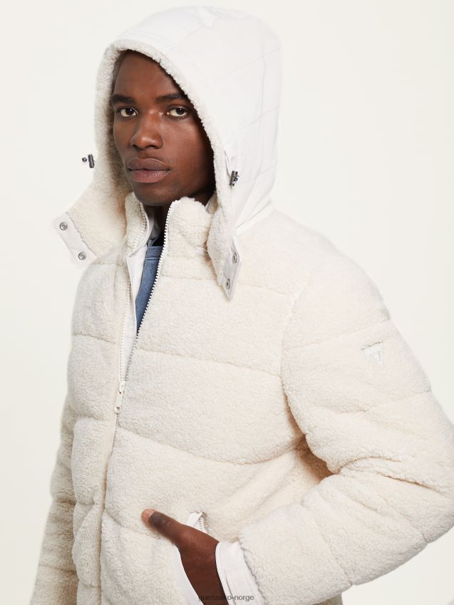 Guess teddy puffer jakke dempet stein dempet stein menn F0LJ8010660