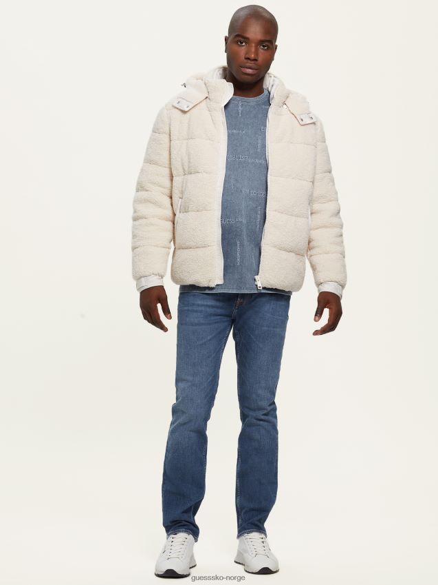 Guess teddy puffer jakke dempet stein dempet stein menn F0LJ8010660