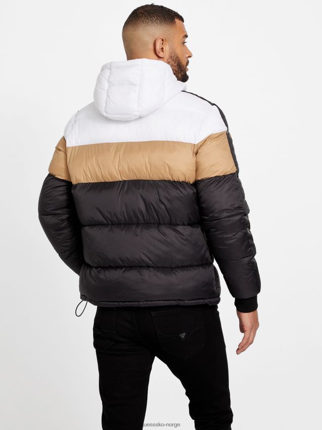 Guess tober hette puffer jakke jet black multi jet black multi menn F0LJ808134