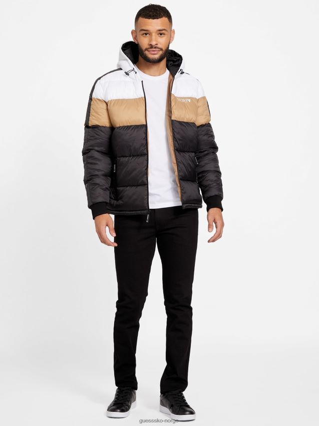 Guess tober hette puffer jakke jet black multi jet black multi menn F0LJ808134