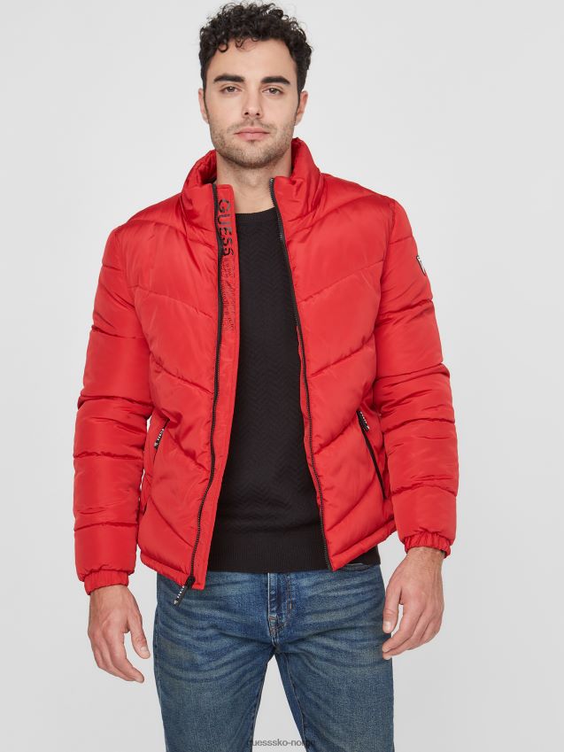 Guess varsity rød chase pufferjakke varsity rød menn F0LJ807917