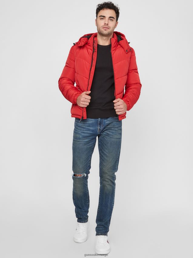 Guess varsity rød chase pufferjakke varsity rød menn F0LJ807917