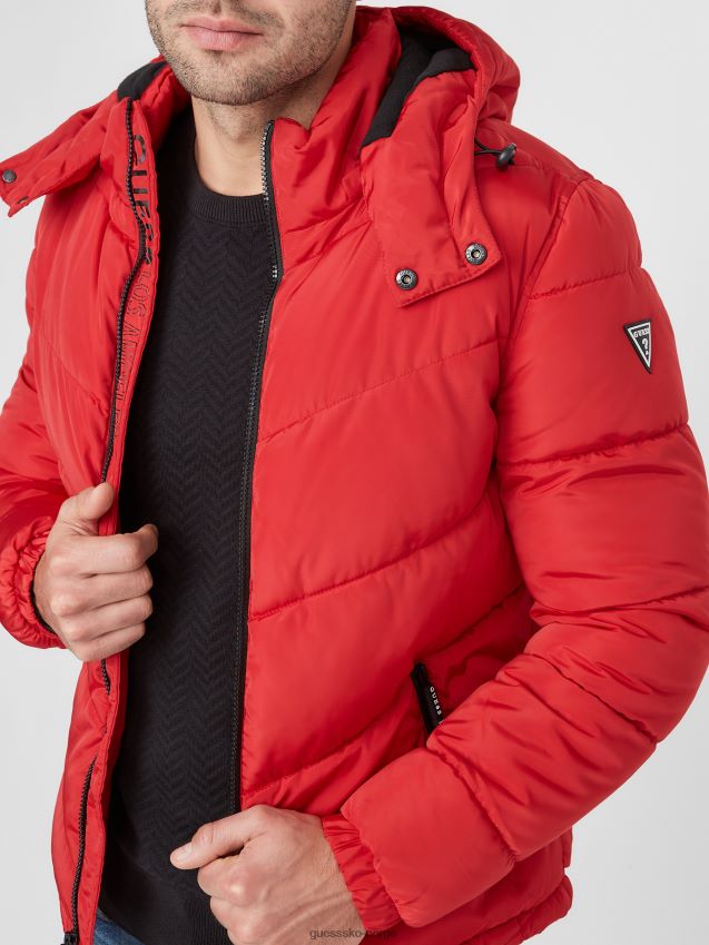 Guess varsity rød chase pufferjakke varsity rød menn F0LJ807917