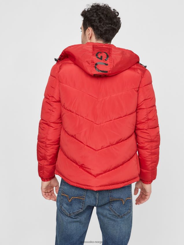 Guess varsity rød chase pufferjakke varsity rød menn F0LJ807917